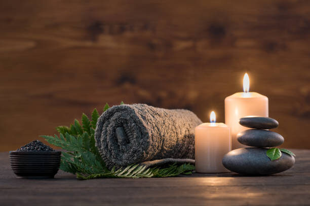 Candle and towel
